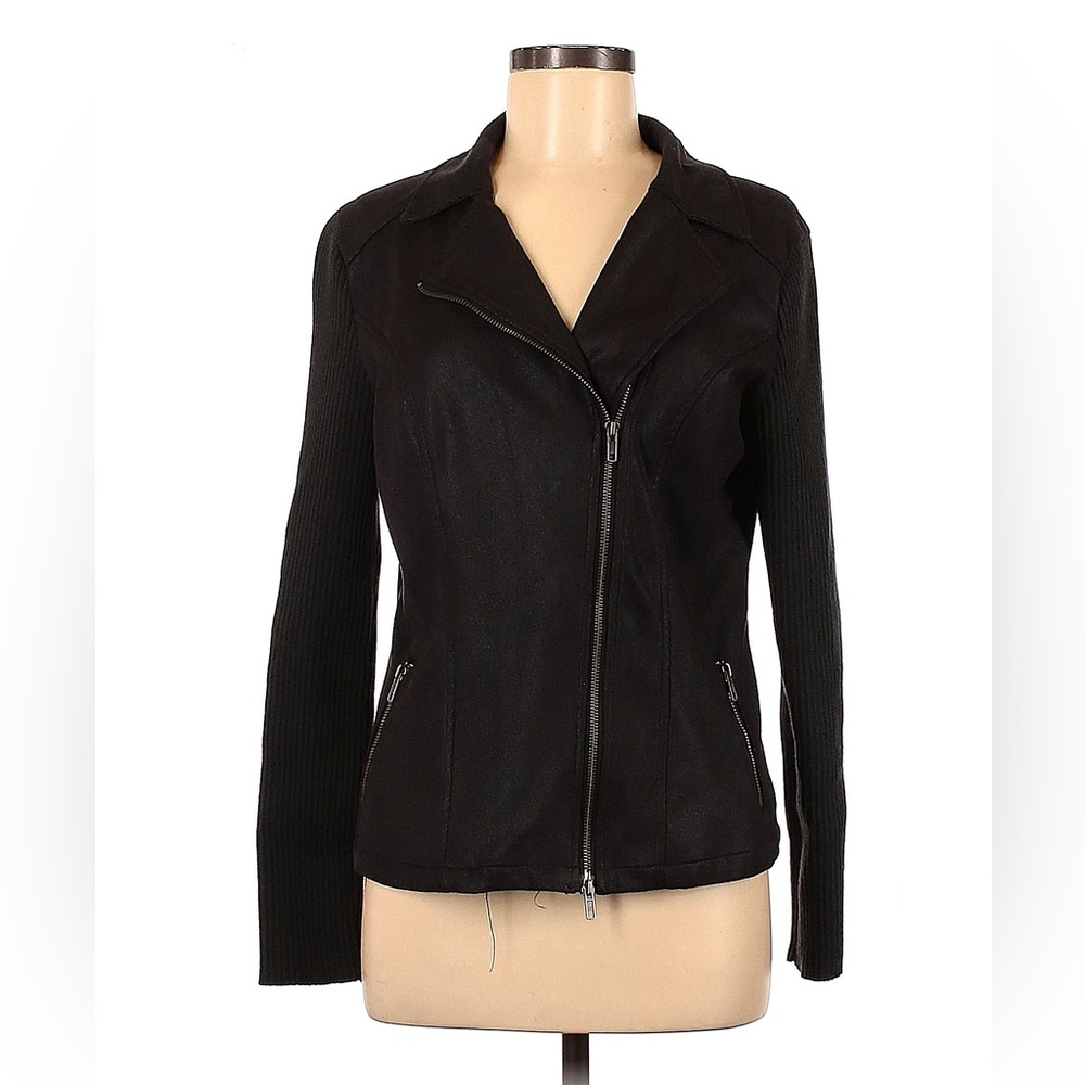 Faux Suede Black Zip-Up Jacket